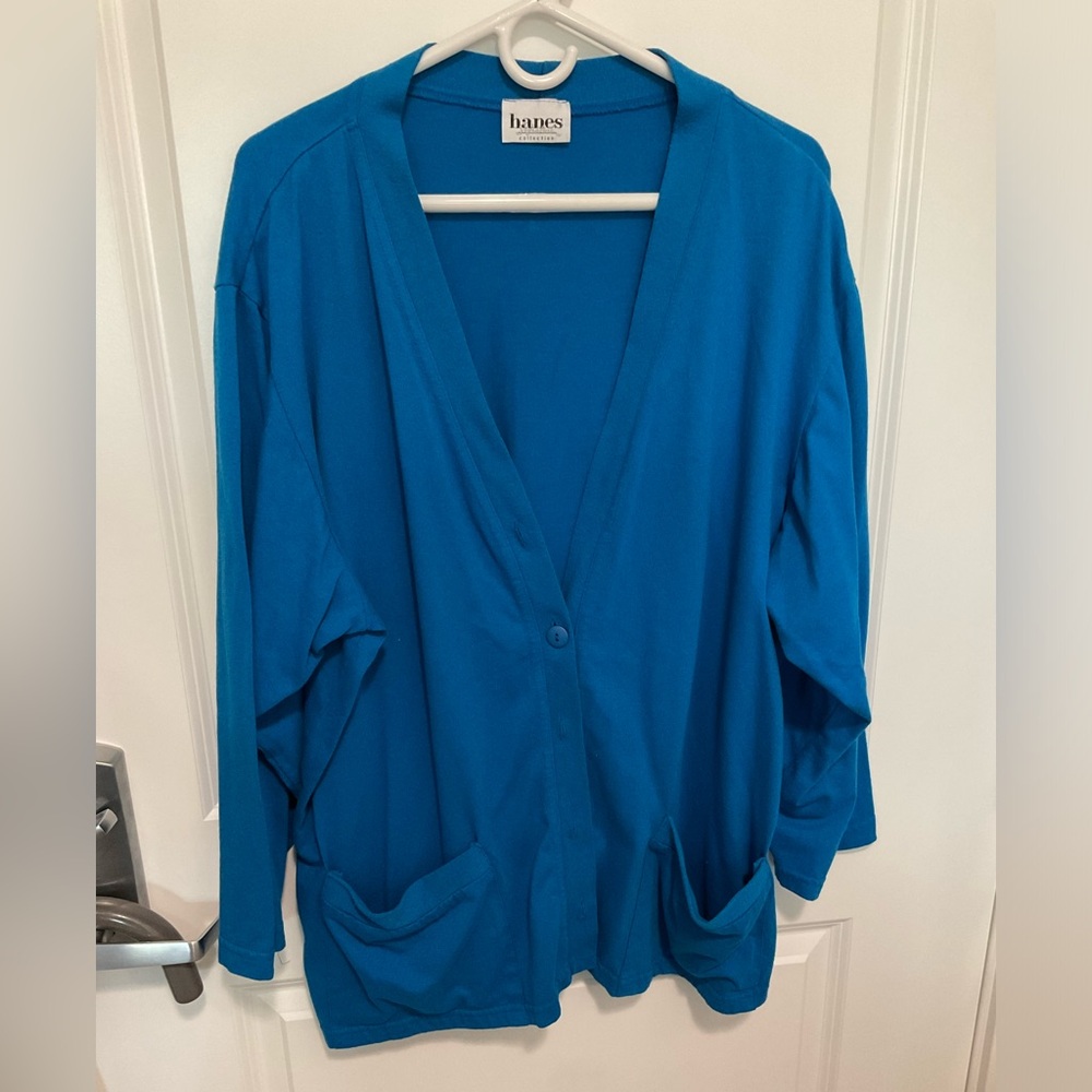 2X turquoise Cotton/poly cardigan